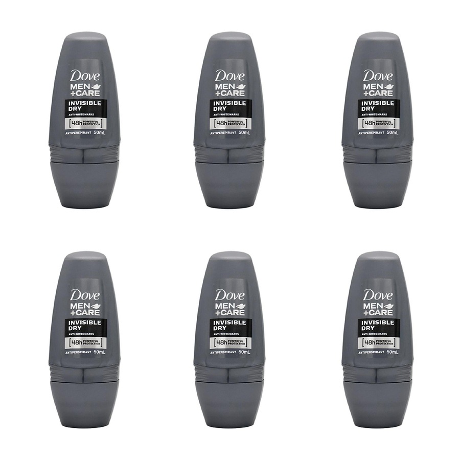 6x Dove 50ml Antiperspirant Deodorant Roll On Mens 48h Protection Invisible Dry