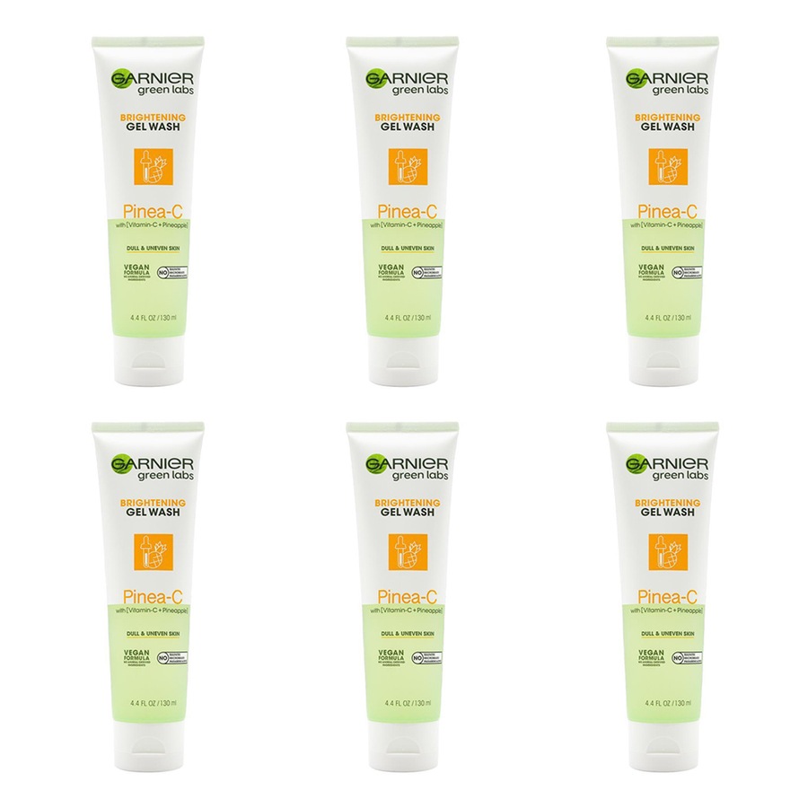 6x Garnier 130ml Brightening Gel Wash Pinea-C w/ Vitamin C Facial Skin Care