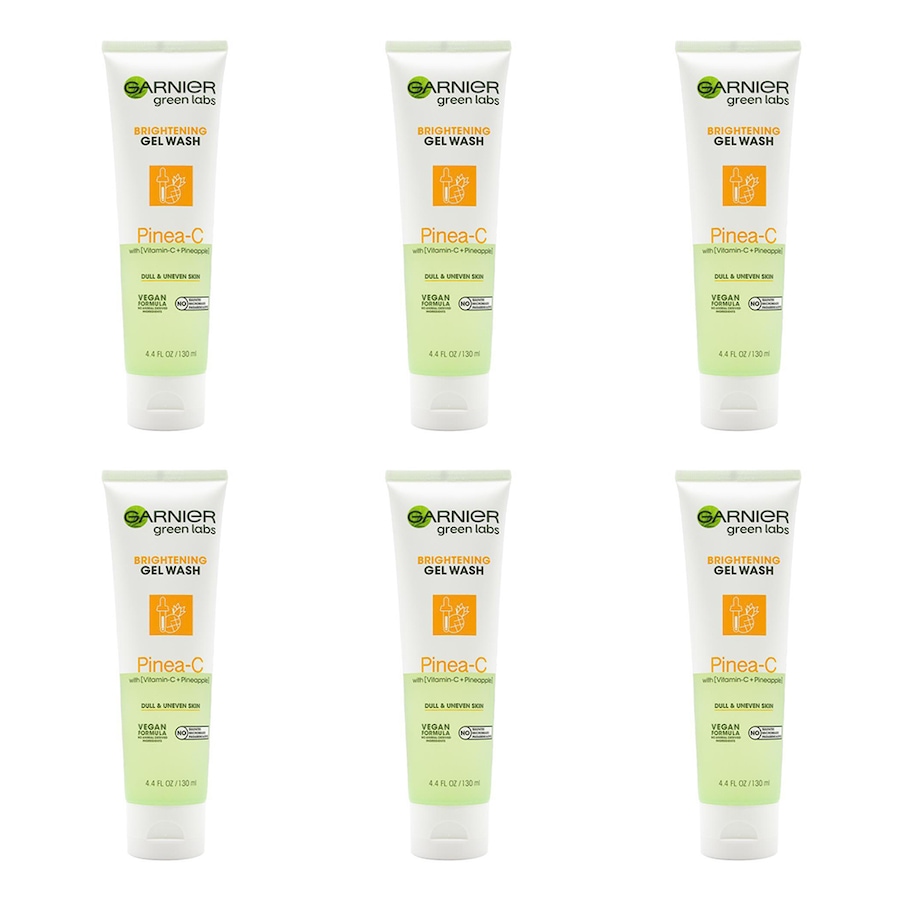 6x Garnier 130ml Brightening Gel Wash Pinea-C w/ Vitamin C Facial Skin Care