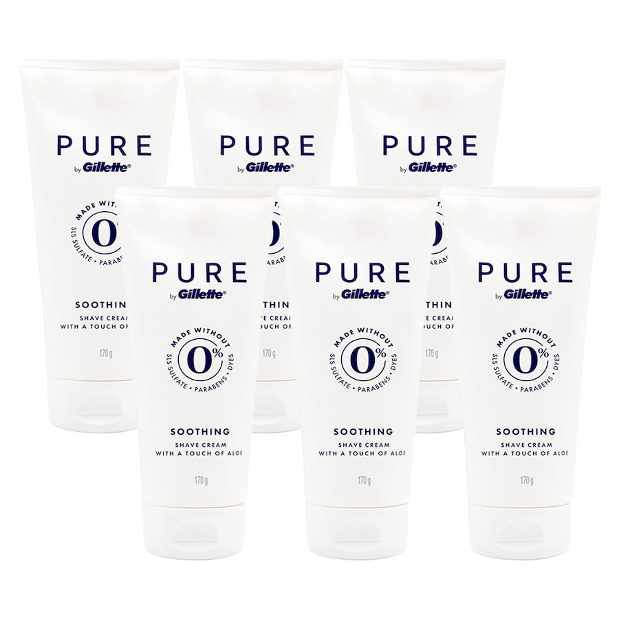 6x Gillette Pure Soothing Shave Cream Infused with Aloe for Sensitive Skin 170g