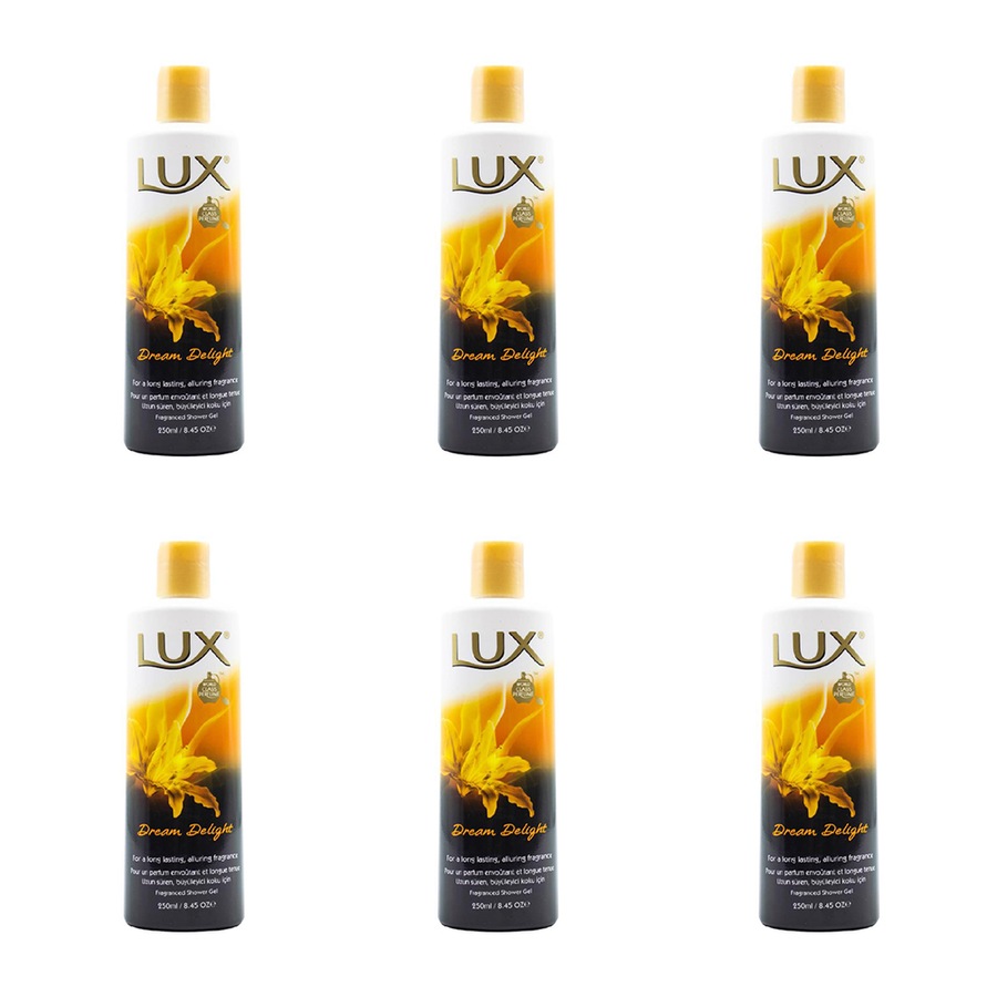 6x Lux 250ml Perfume Shower Gel Body Wash Foaming Liquid Bath Soap Dream Delight