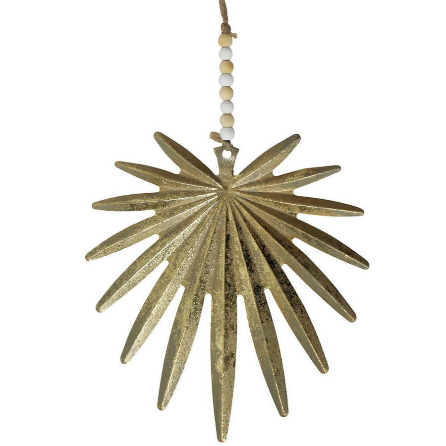 6x LVD Hang Palm Metal Ornament Home/Lounge Hanging Christmas Decor 16cm Gold
