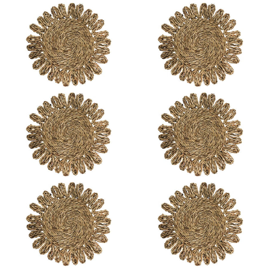 6x LVD Placemat Natural Decorative Home Kitchen Tabletop Decor 35x35cm Round
