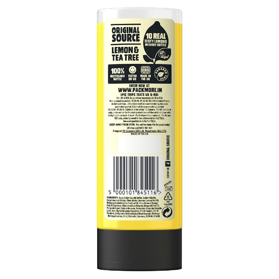 6x Original Source Shower Gel Vegan Body Wash Zesty Lemon And Tea Tree 250ml