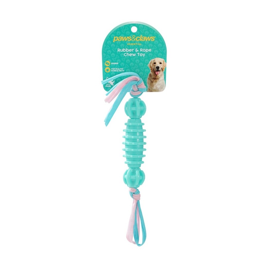 6x Paws And Claws Durable TPR & T-Shirt Rope Pet Puppy Dog Chew Toy Assorted