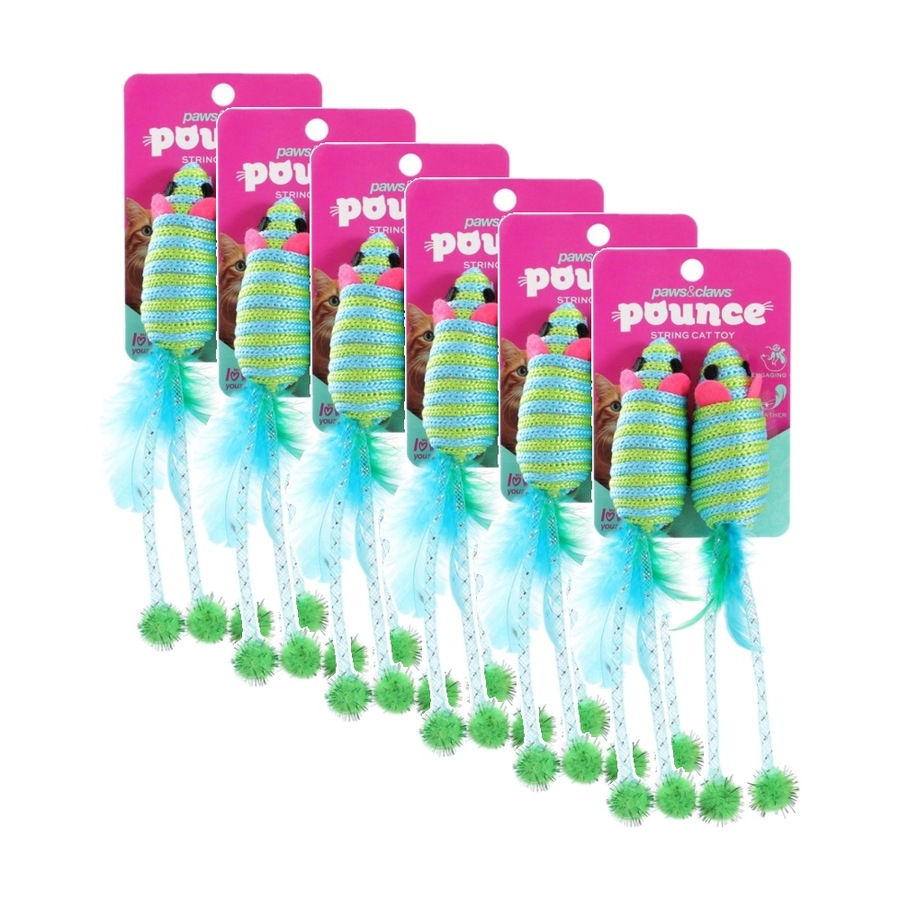 Buy 6x Paws And Claws String Interactive Cat Batting/Pouncing Play Toy ...