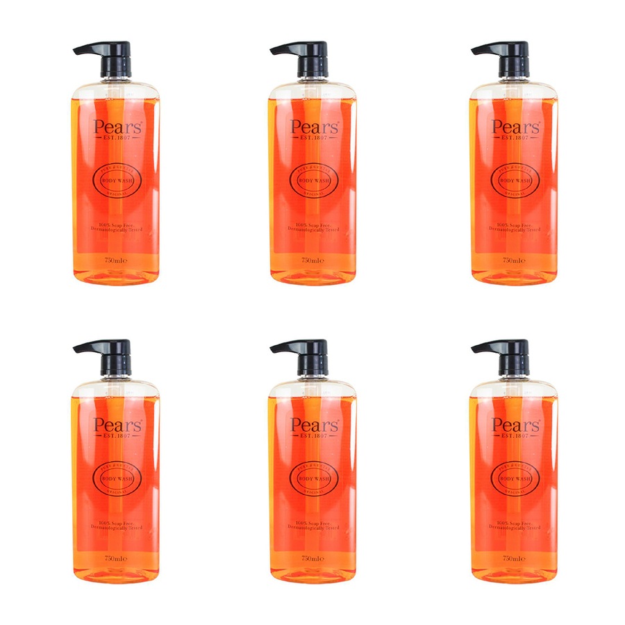 6x Pears 750ml Body Wash Soap-Free Liquid Shower Bath Cleanser Pure & Gentle