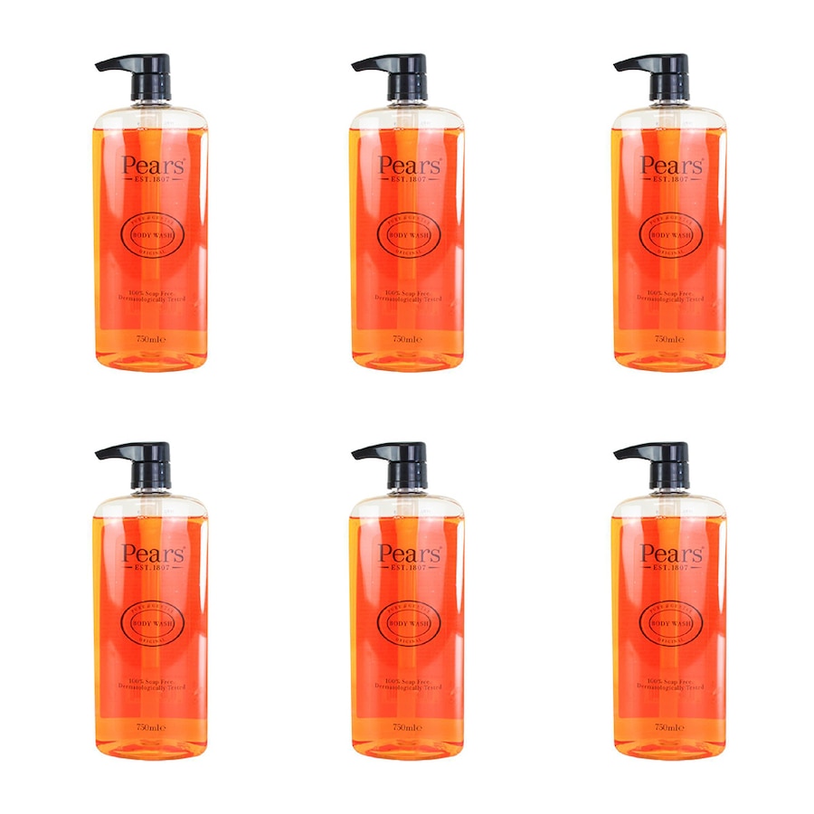 6x Pears 750ml Body Wash Soap-Free Liquid Shower Bath Cleanser Pure & Gentle