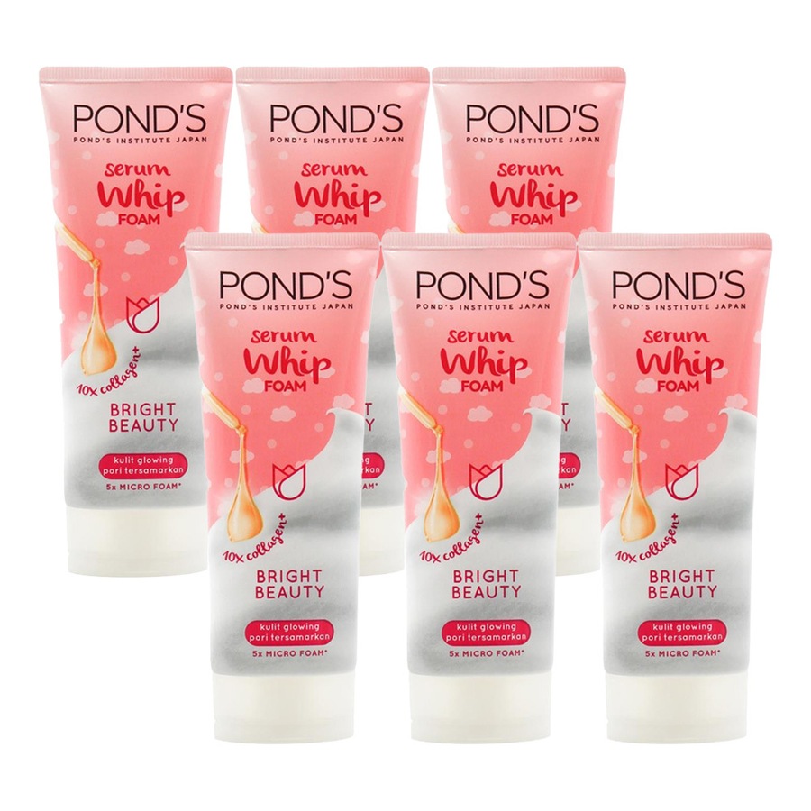 6x Ponds Bright Beauty Serum Whip Cloud Foam Collagen Facial Cleanser 100g