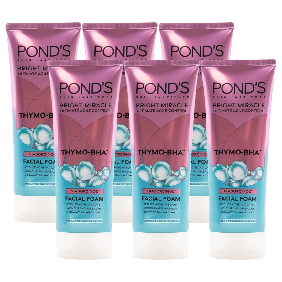 6x Ponds Bright Miracle Acne Control Niasorcinol Foam Facial Cleanser 100g