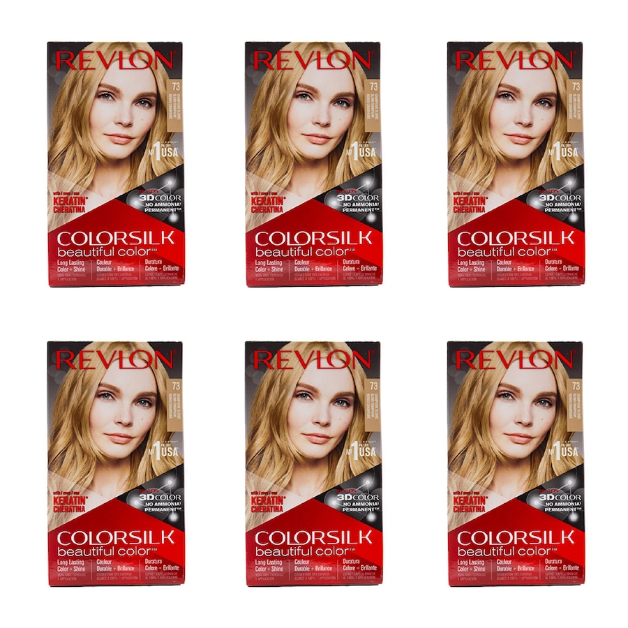6x Revlon Colorsilk 3D Permanent Hair Color Dye w/ Keratin 73 Champagne Blonde