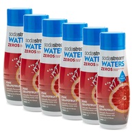 6x SodaStream Zeros Pink Grapefruit 440ml/Sparkling Soda Syrup Mix - Low Sugar