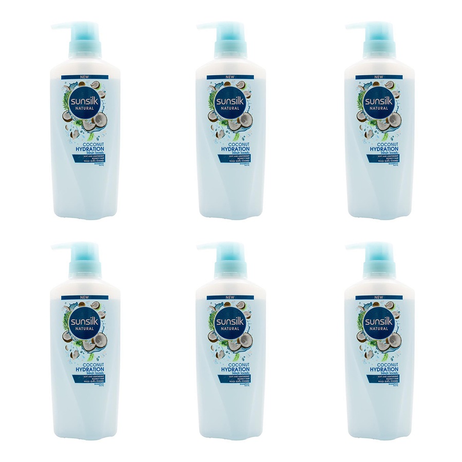 6x Sunsilk 450ml Women Soft & Nourishing Hair Care Shampoo Coconut Hydration