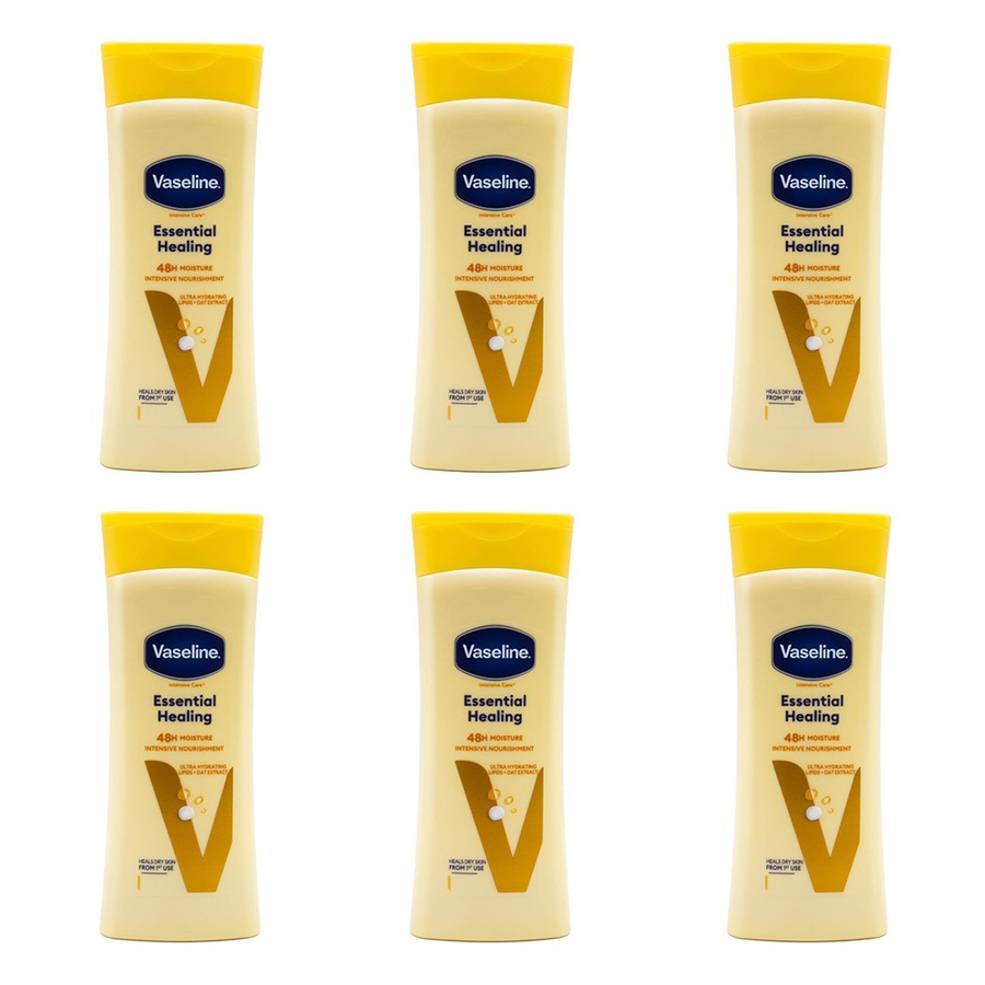 6x Vaseline 400ml Intensive Care Body Lotion Essential Healing For Dry Skin