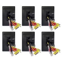 6x PRO2 Black Wall Plate/Brush Outlet Cover For Cable Lead Management/Organiser