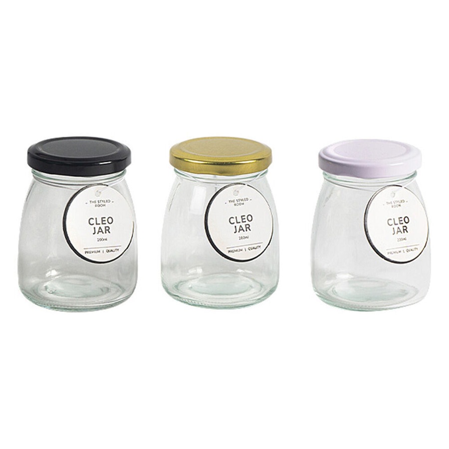 72PK The Styled Room Cleo Milk Glass Jar Container Assort Black/Gold/White200ml