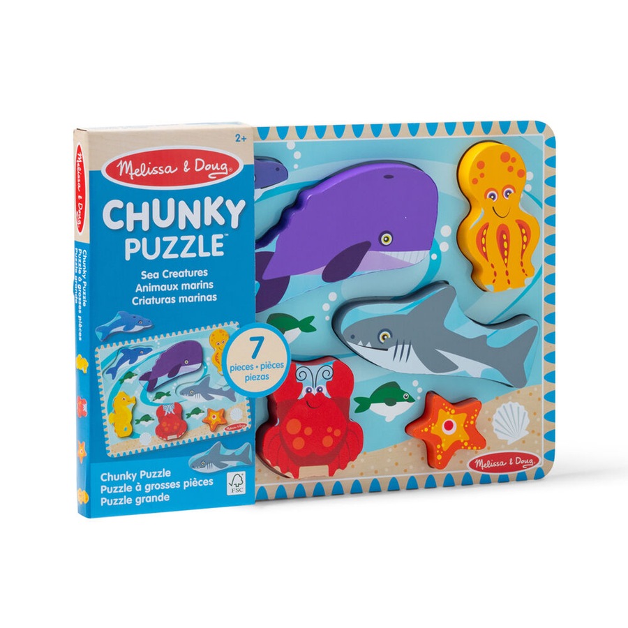 7pc Melissa & Doug Sea Life Chunky Puzzle 30x23cm Kids Activity Toy 2y+