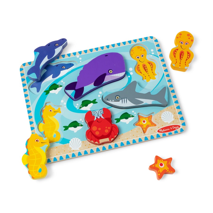 7pc Melissa & Doug Sea Life Chunky Puzzle 30x23cm Kids Activity Toy 2y+