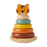 7pc Zookabee Wood Tiger Tower Rings Interactive Children's Educational Toy 12m+