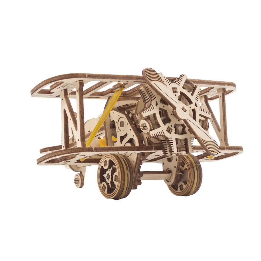 84pc Ugears Mini-Biplane Mechanical DIY Kit Wooden 3D Puzzle/Model Gift Set 8+