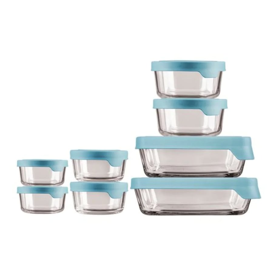 8pc Anchor Hocking Durable Glass Kitchen/Food Container Storage Set w/Lids Blue