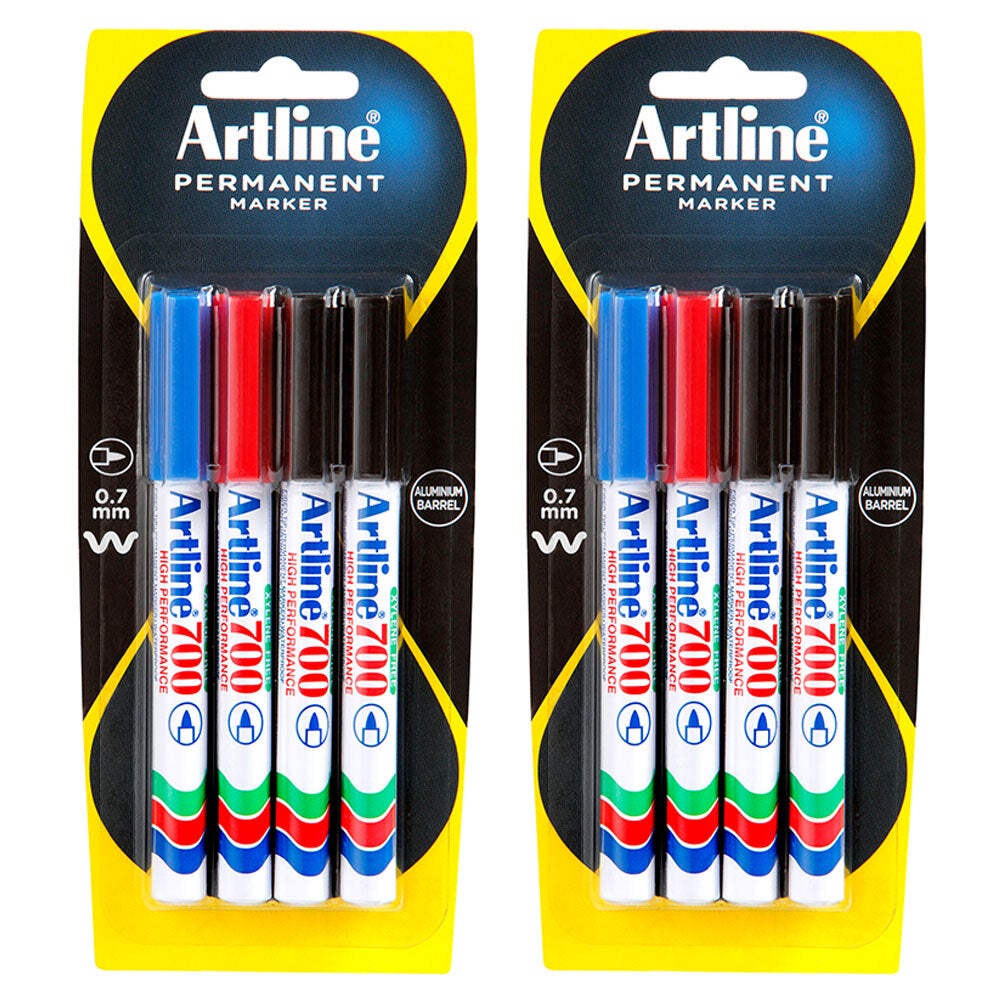 8pc Artline 700 Permanent Marker Work/School Assorted Colours 0.7mm Bullet Nib