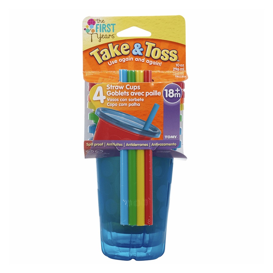 8pc The First Years Take & Toss 10oz/296m Straw Sipper/Sippy Cups Kids 18m+