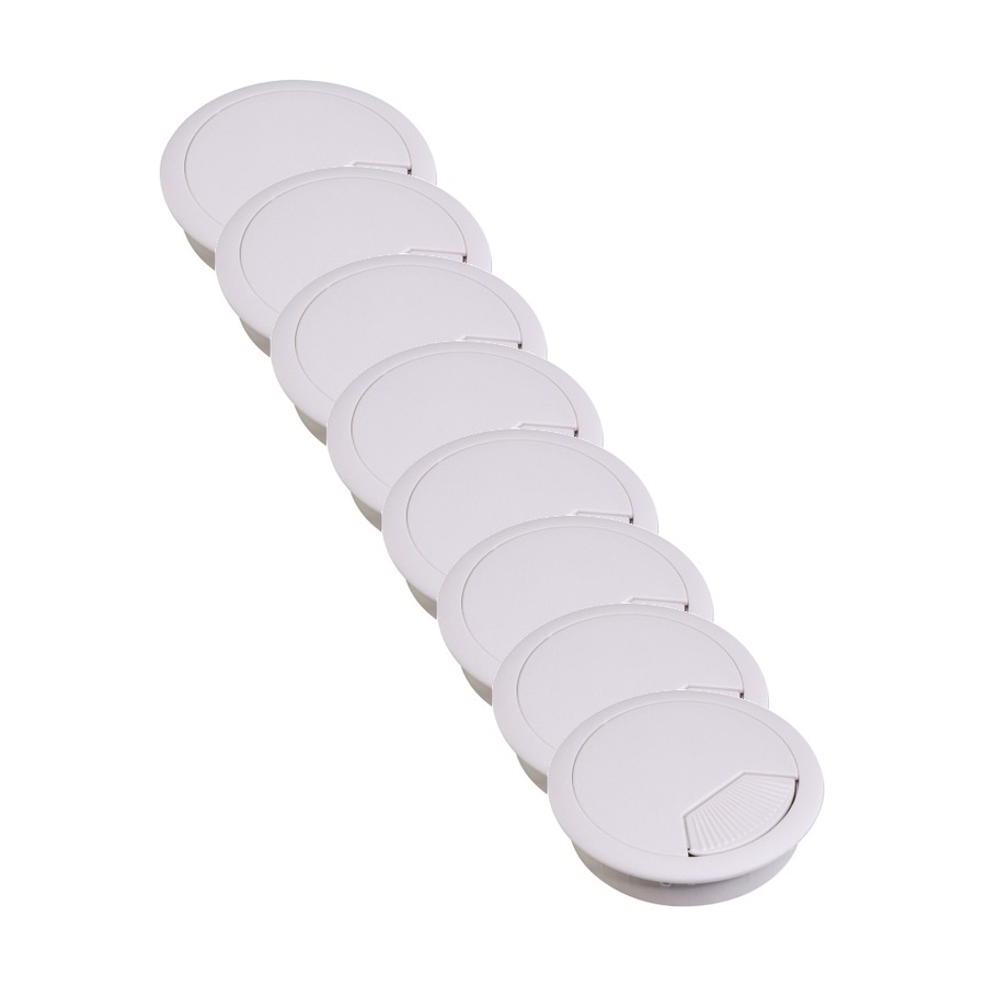 8PK 60mm Round Desk Grommet White Plastic Cable Management Electrical Wire