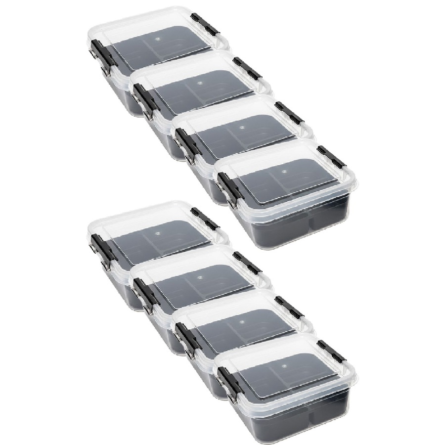 8PK Braz Plastic 5 Compartment Storage Container W/ Secure Clip Lid 5L Assorted