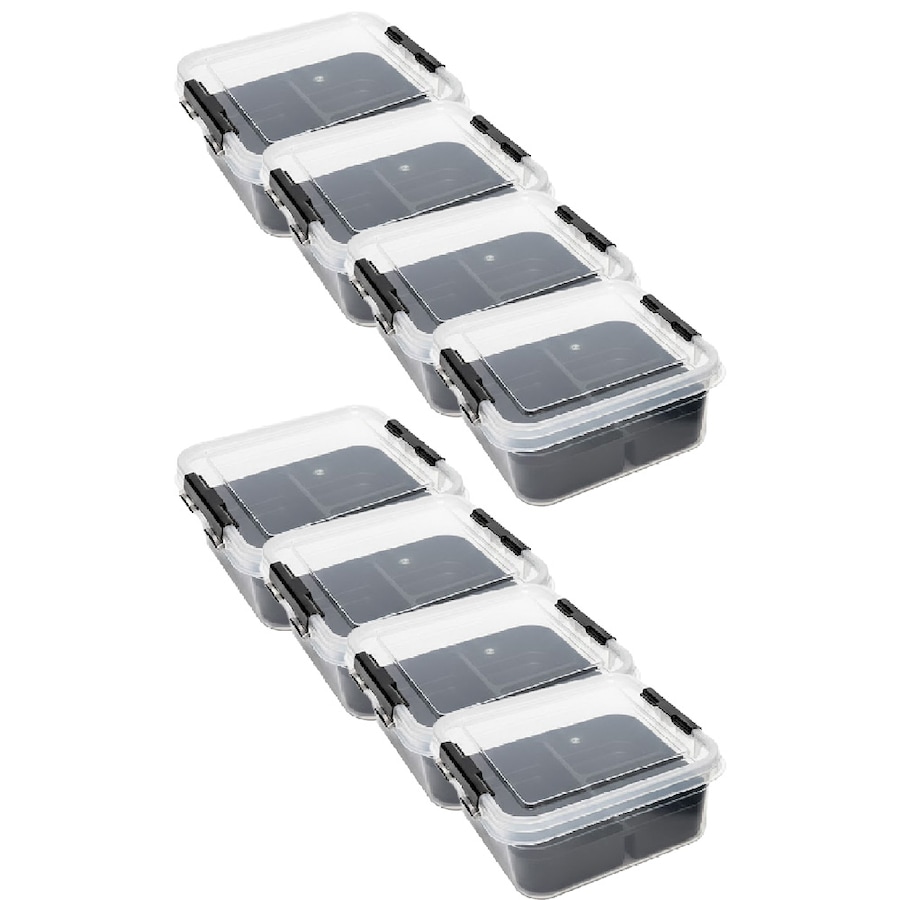 8PK Braz Plastic 5 Compartment Storage Container W/ Secure Clip Lid 5L Assorted