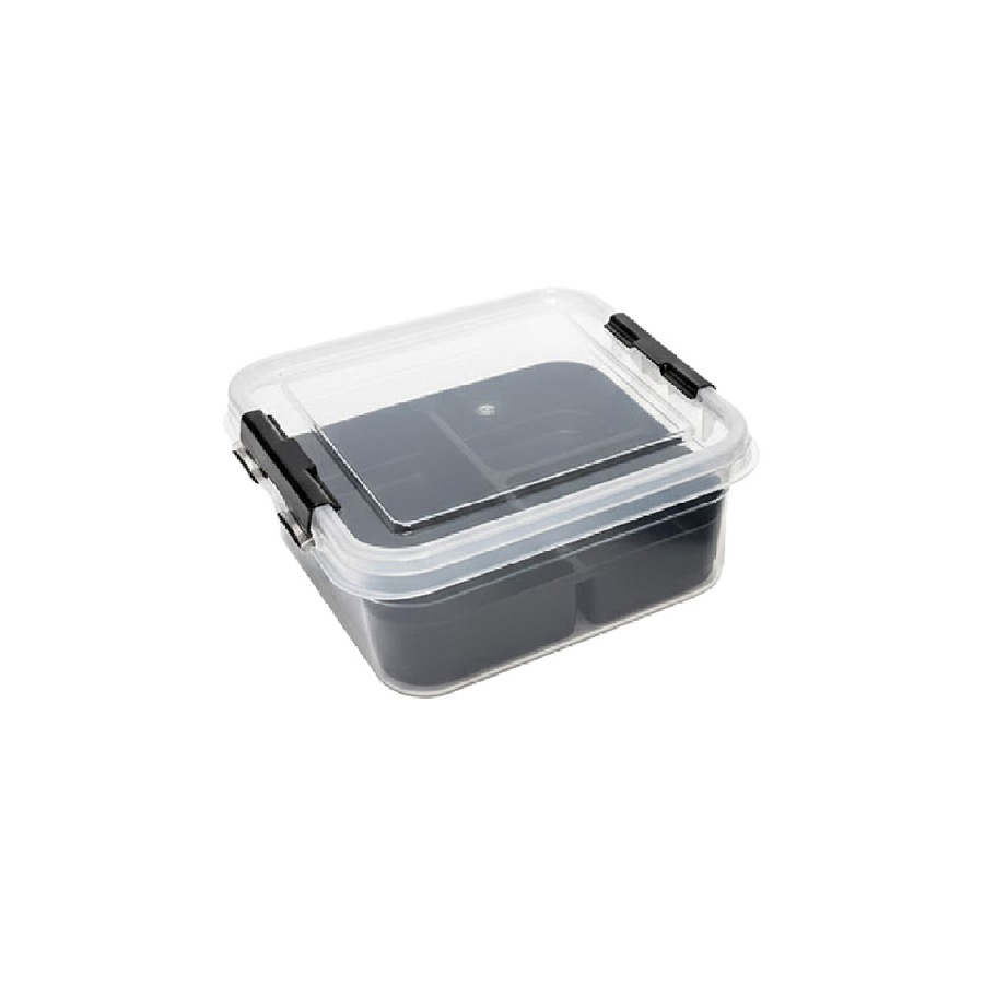 8PK Braz Plastic 5 Compartment Storage Container W/ Secure Clip Lid 5L Assorted