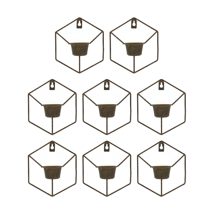 8PK Bronrob Rustic Metal Mini Wall Planter With Geometric Frame 16x14.5cm