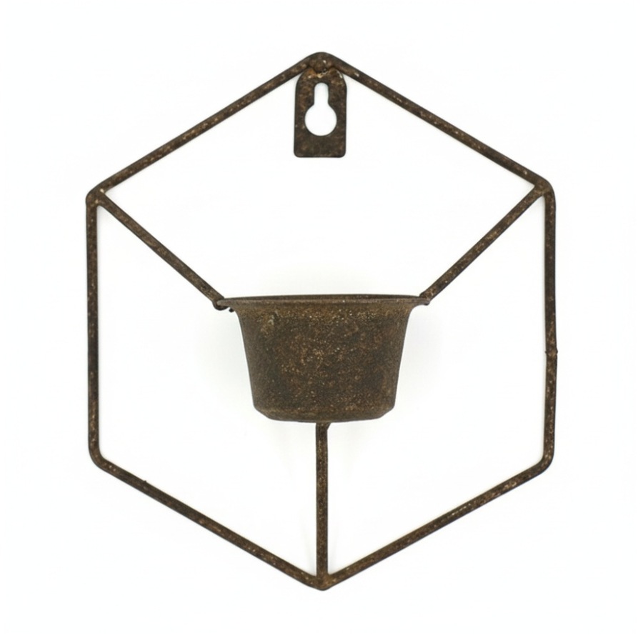 8PK Bronrob Rustic Metal Mini Wall Planter With Geometric Frame 16x14.5cm