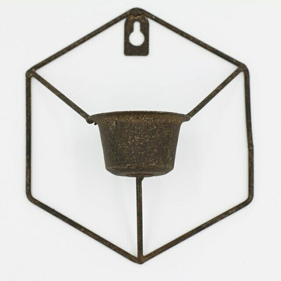 8PK Bronrob Rustic Metal Mini Wall Planter With Geometric Frame 16x14.5cm