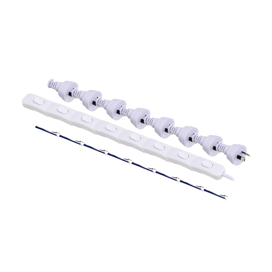 8PK Doss Inline Switch Power Lead White 2.3M 2 Core Cable Cord Australian
