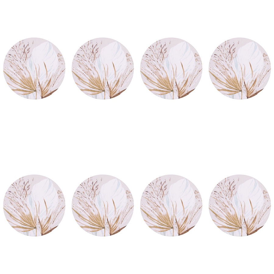 8PK Splosh Palm Cove Dried Palm Ceramic Beverage Coaster Decor 10.5cm Round