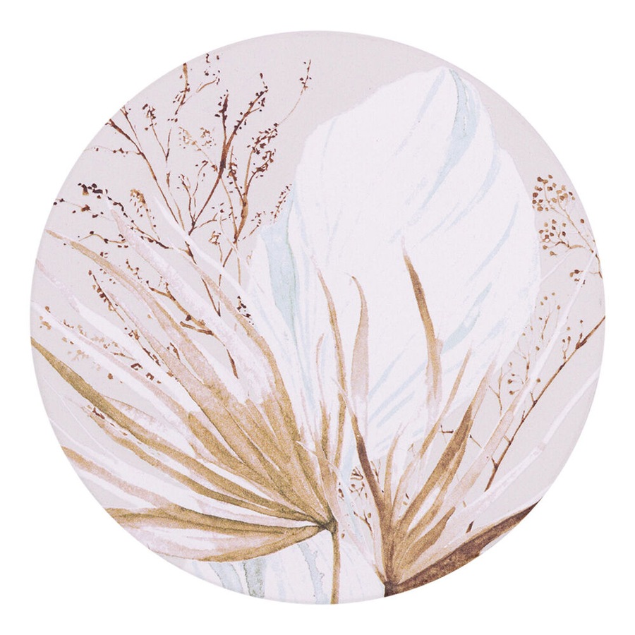 8PK Splosh Palm Cove Dried Palm Ceramic Beverage Coaster Decor 10.5cm Round