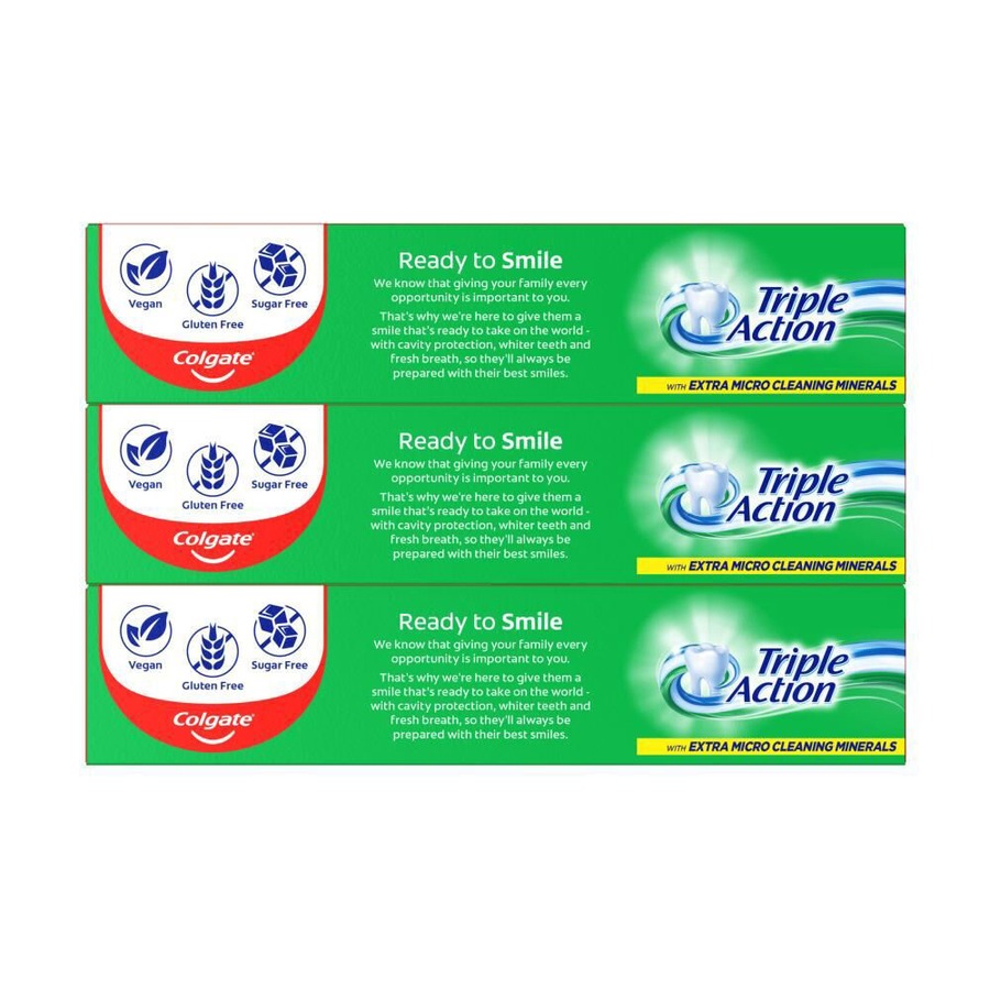 Buy 8x 3pc Colgate Triple Action Fluoride Toothpaste 165g Dental Care ...