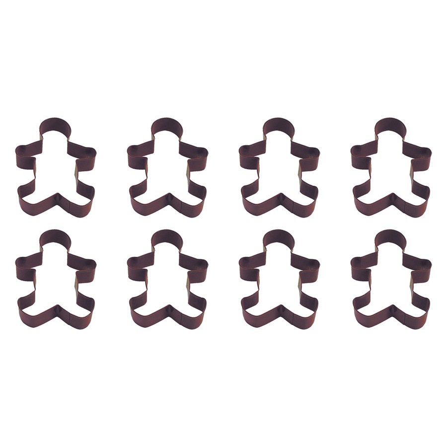 8x R&M Gingerbread Man Cookie Cutter Polyresin Coated Steel Mould 12.75cm BRN
