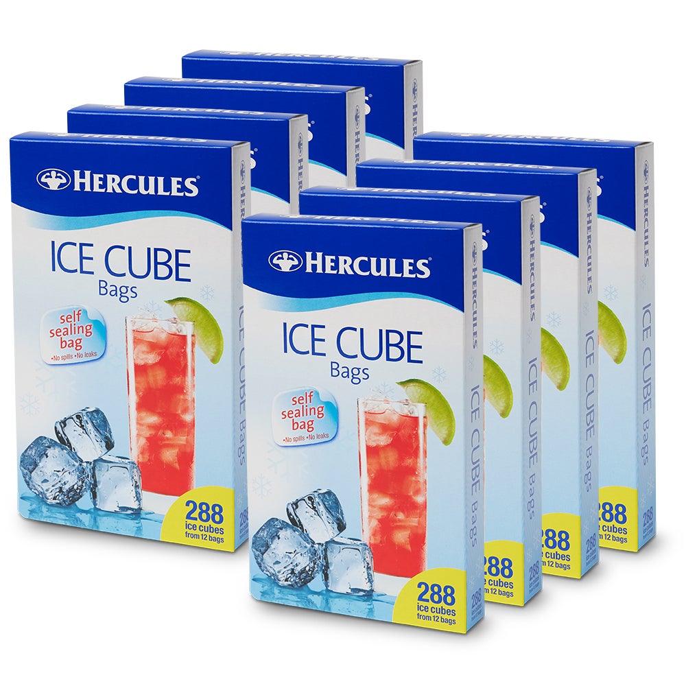 96pc Hercules Ice Cube Self Sealing No Leak Freezer Bags Makes 2304 Ice Cubes