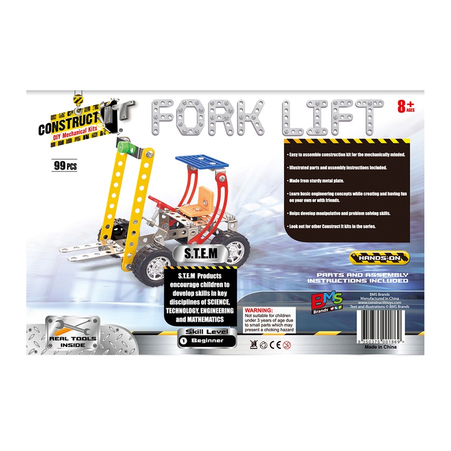 Buy 99pc Construct IT DIY Forklift Toy w/ Tools STEM Build Assembly Kit ...