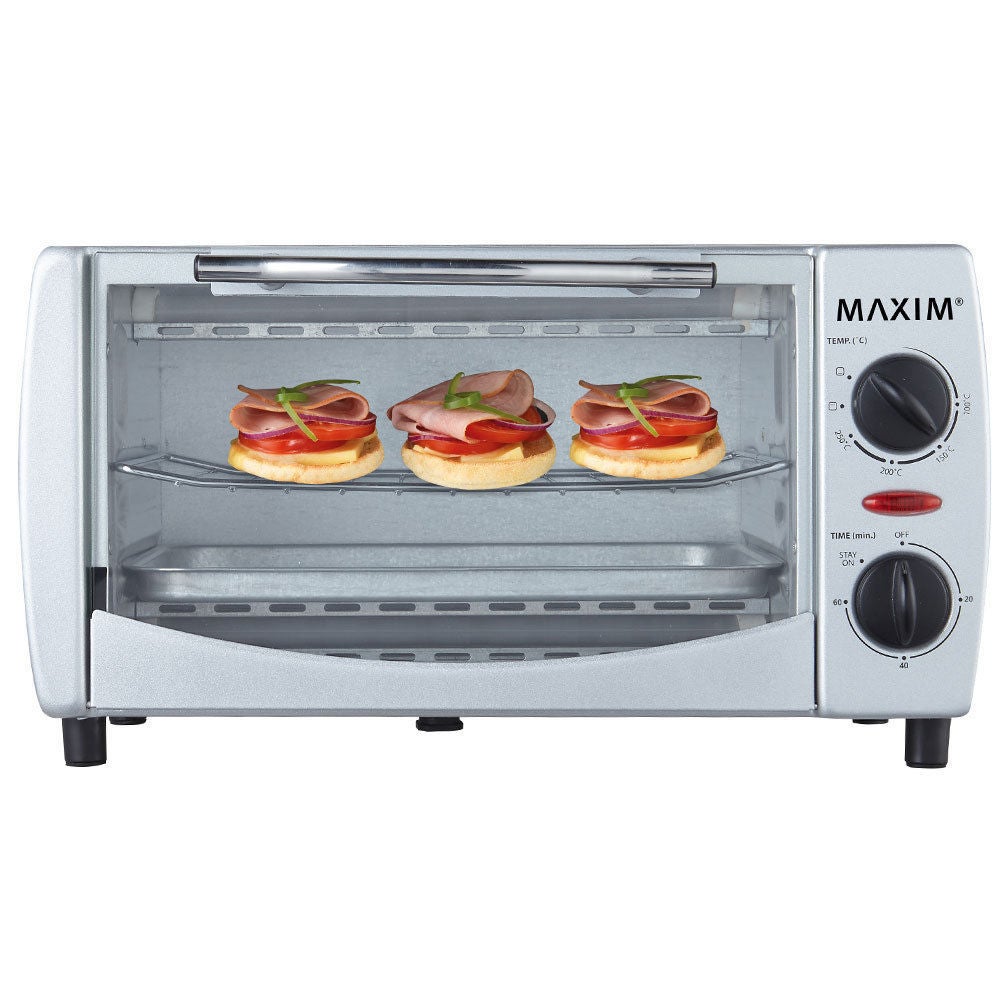 Maxim 1000W 9L Electric Toaster Oven 60 Min Timer Toast Grill for Home Caravan