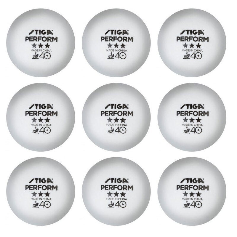 9pc Stiga Perform 3 Star Table Tennis Plastic Ball 40+ Ping Pong White ITTF Appr