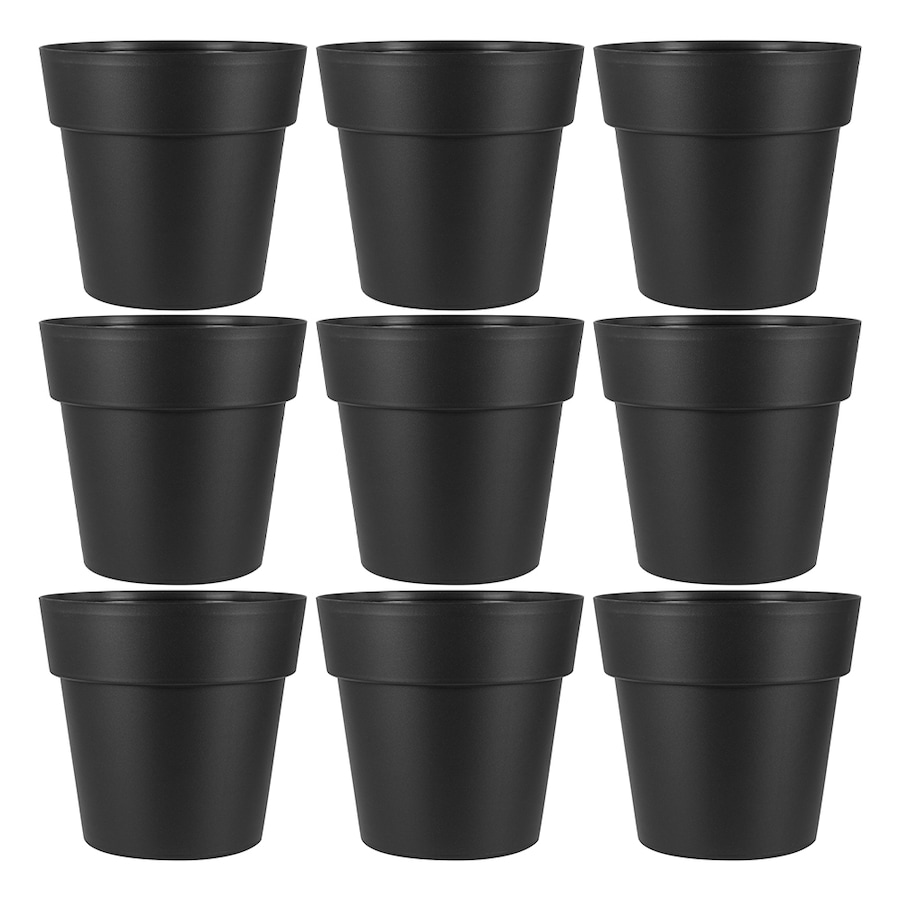 9x Homeleisure Reko Plastic Plant Pot Garden Flower Planter Round 180mm Charcoal