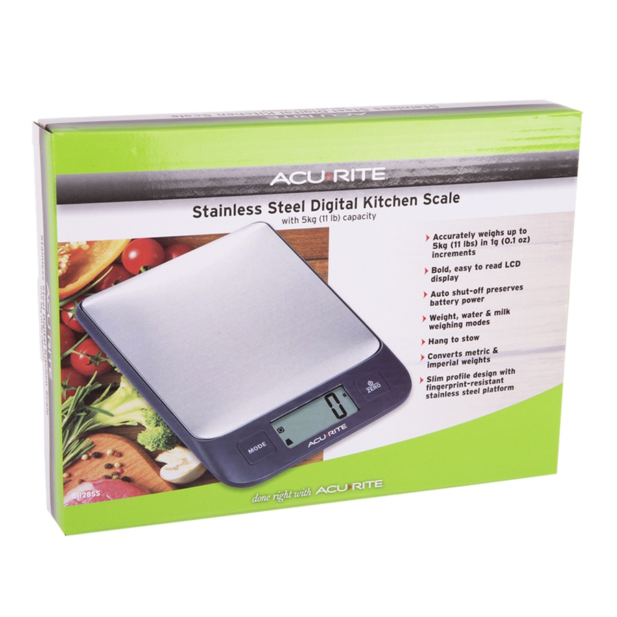 Acurite Stainless Steel Digital Kitchen Scale 1g/5kg Cooking Instrument