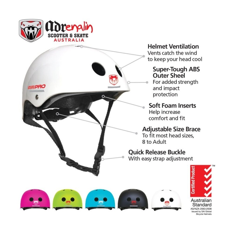 Adrenalin Skate Cross Sports Pro Bike/Skateboard Helmet 8Y+ Blue