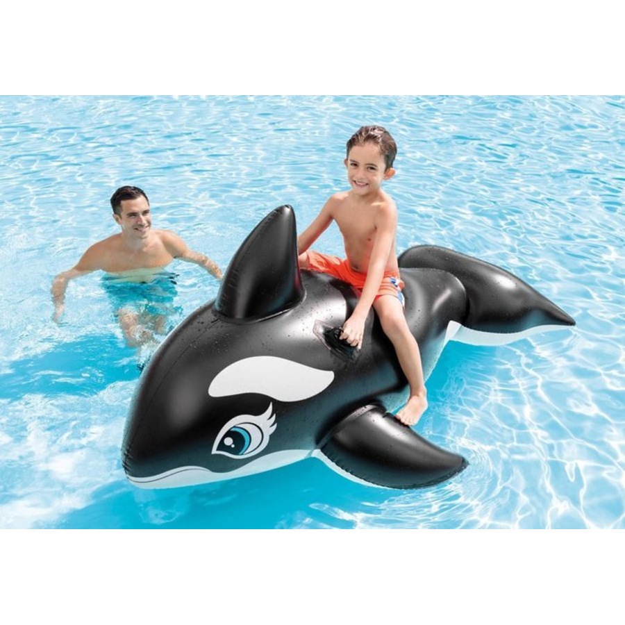 Airtime 150x35cm Inflatable Whale w/ Handles Pool/Beach Kids Floating Toy Black