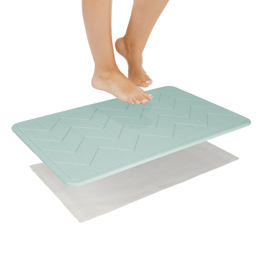 Algodon 60x39cm Dri Bath Stone/Mat Marine Blue Bathroom/Shower Water Absorbing