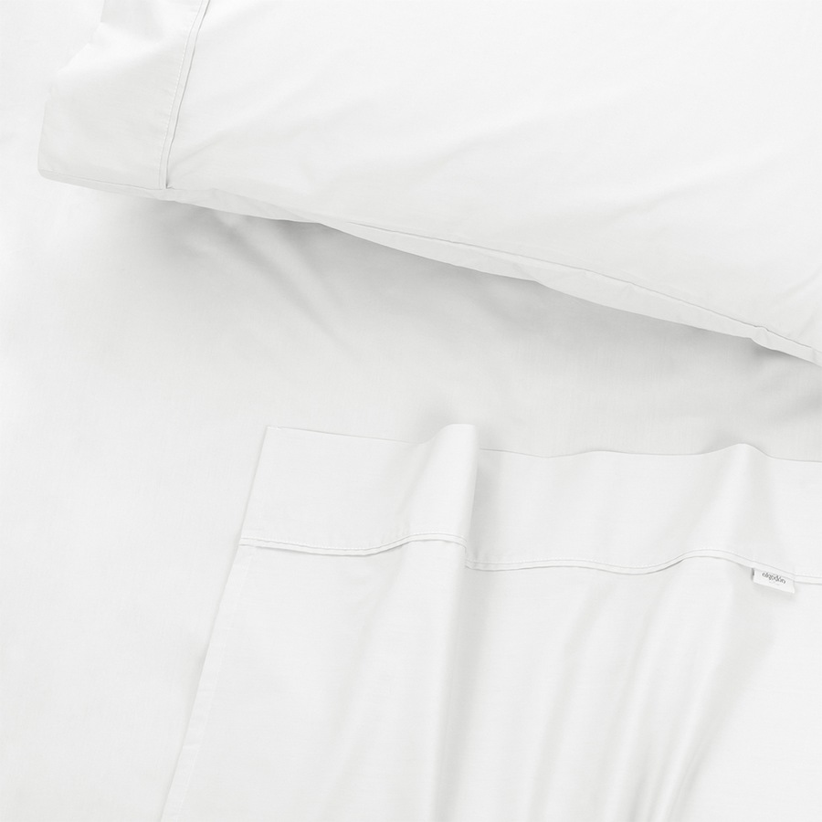 Algodon Queen Bed Fitted Sheet Set w/ Pillowcases 500TC Organic Cotton White