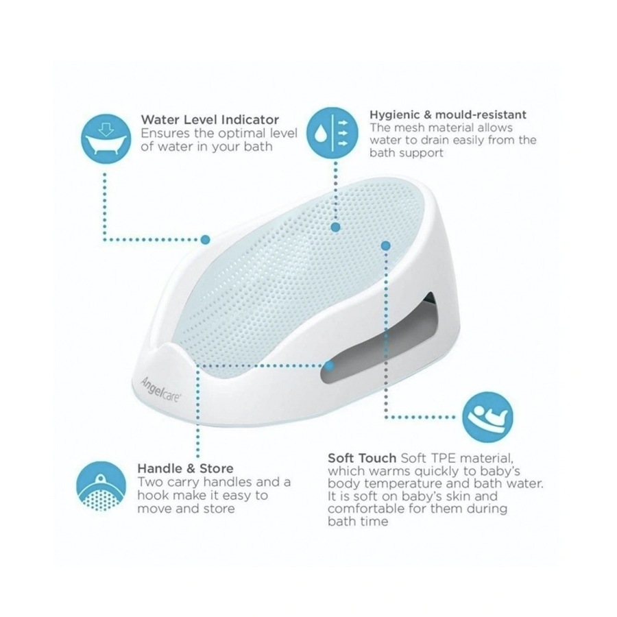 Angelcare Bath Support Baby/Infant 0-6m Safety Newborn Bathing Seat Light Aqua